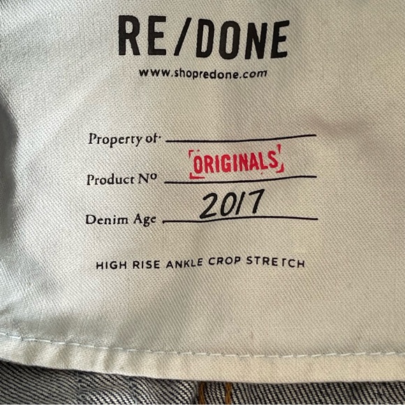 Re/Done High Rise Ankle Crop Stretch Denim Blue Jeans Size 30 - Picture 9 of 10